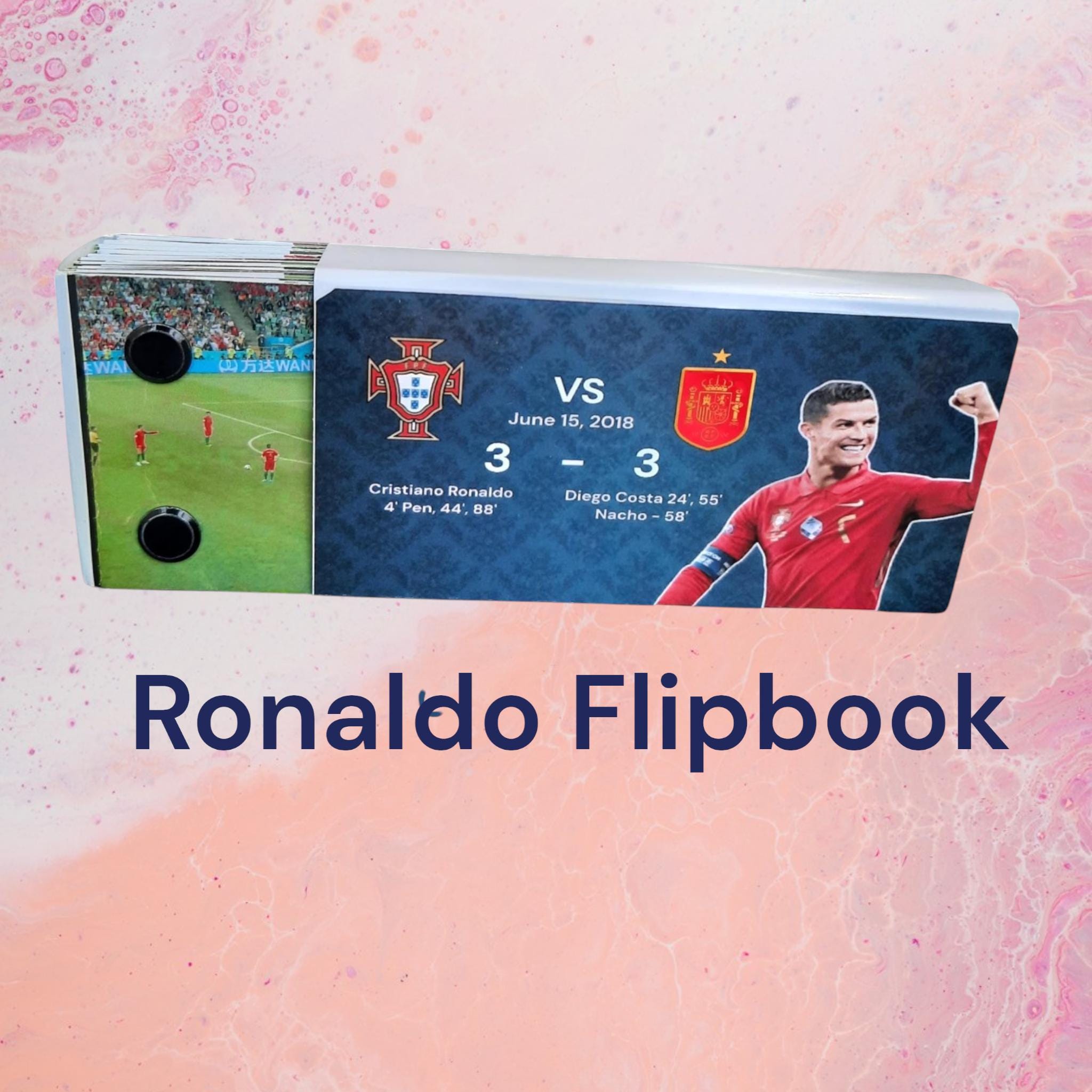 CR7 Cristiano Ronaldo Free Kick Magic Flipbook - Portugal vs. Spain | 10cm x 5cm | Glossy Paper Animation