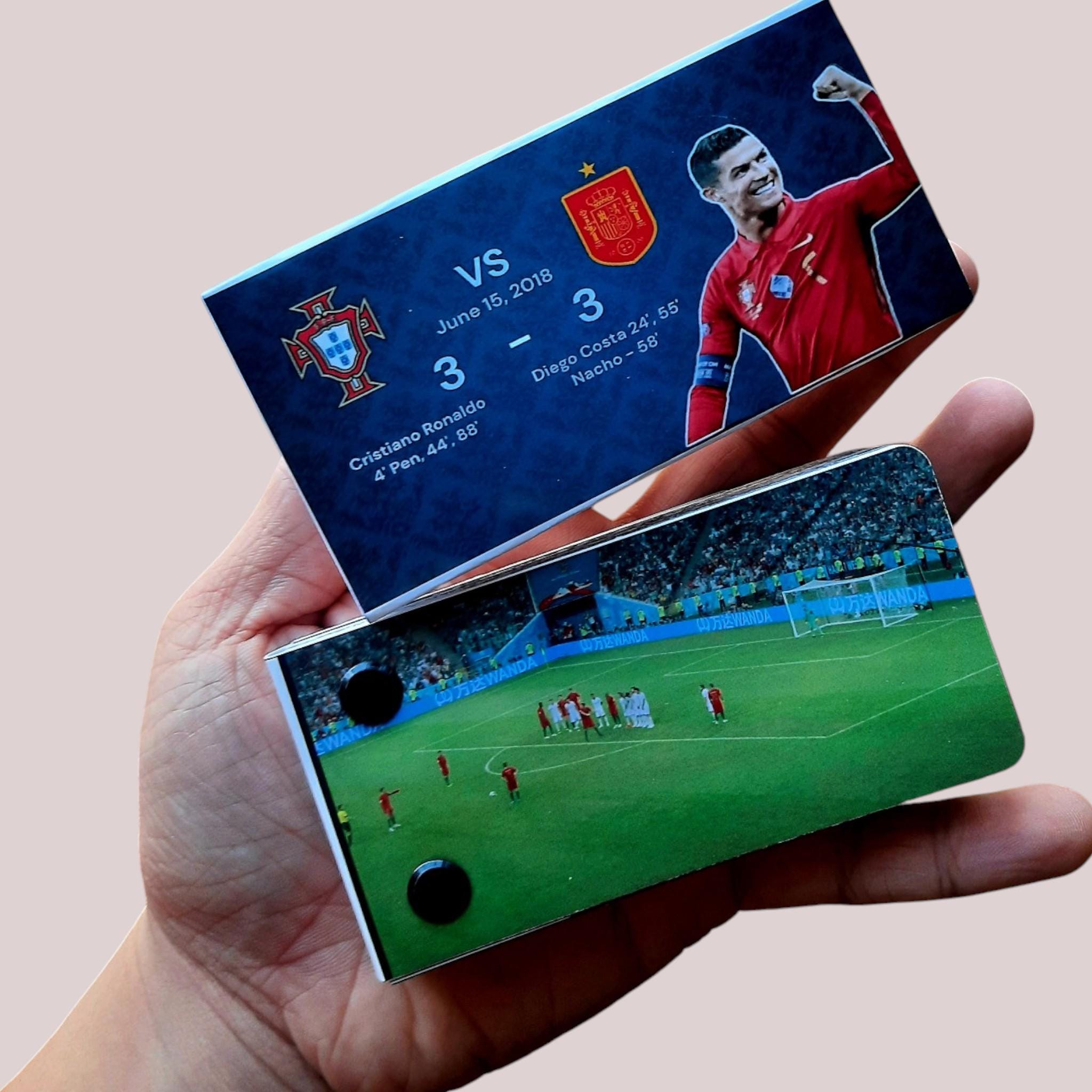 CR7 Cristiano Ronaldo Free Kick Magic Flipbook - Portugal vs. Spain | 10cm x 5cm | Glossy Paper Animation